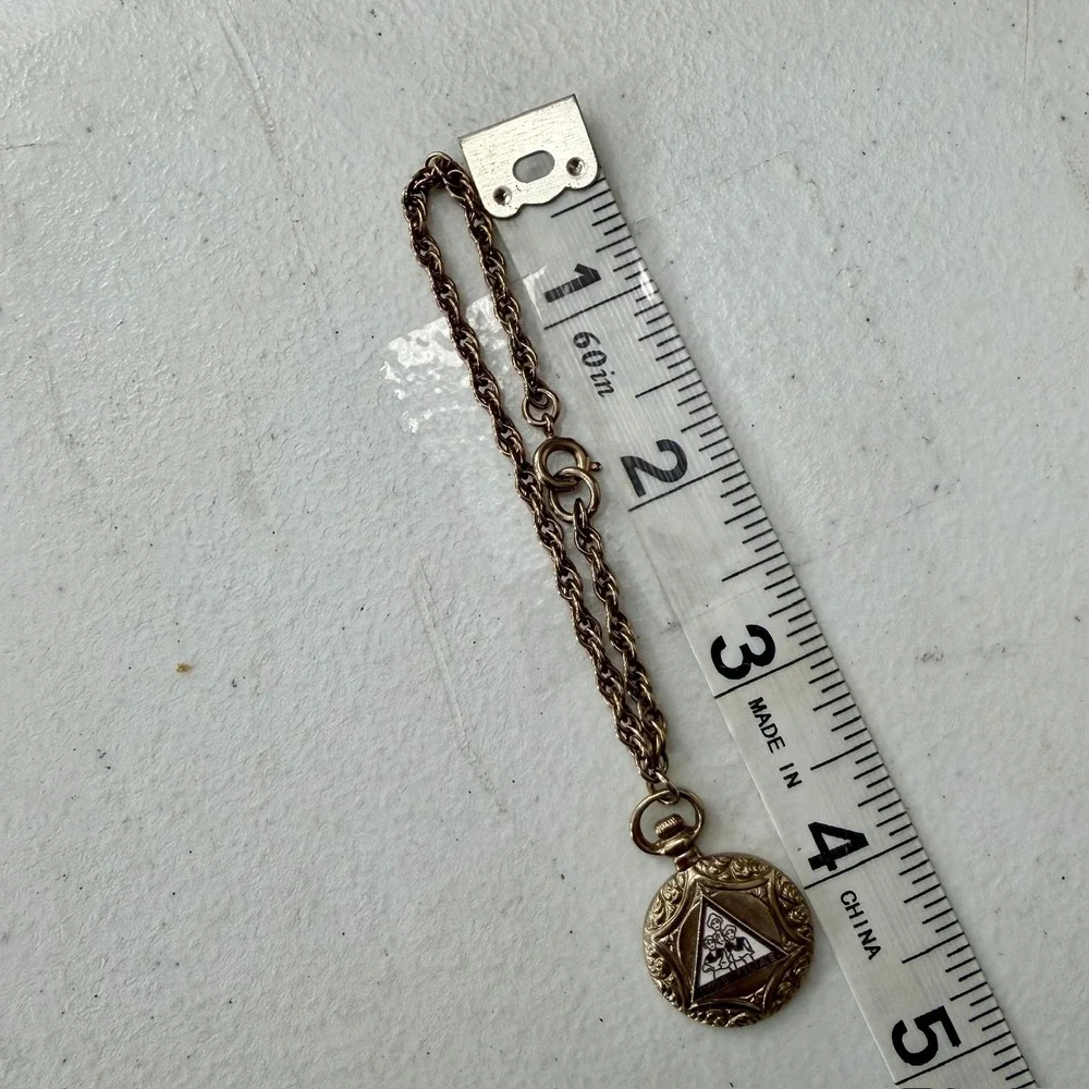 Vintage‎ Masonic Pendant Necklace with Enamel Emblem and Rope Chain
